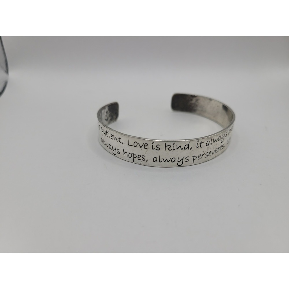 Premier Designs Inspirational Cuff Bracelet Silver Tone Engraved Words Motivate